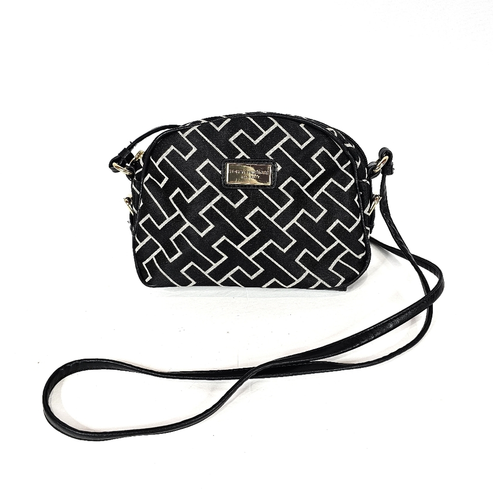 Tommy Hilfiger Black and White Patterned Crossbody Bag